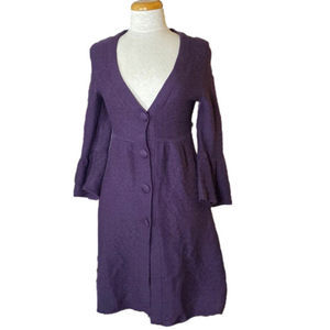 🌷 Lo Ri 🌷 Smoky Purple Button Up Flare Sleeve Cardigan Dress Vintage